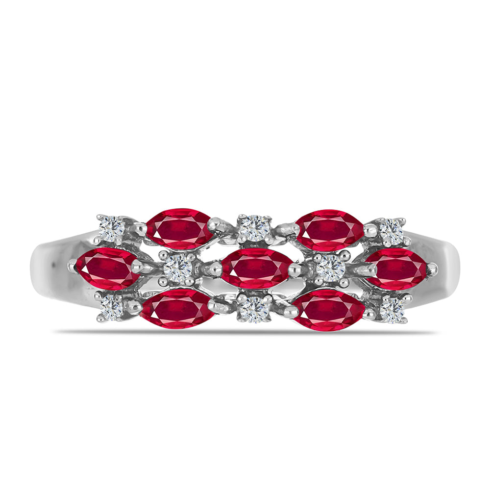 Anillo de Plata con Rubí de Madagascar y Topacio Blanco 1 