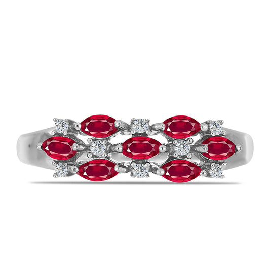 Anillo de Plata con Rubí de Madagascar y Topacio Blanco