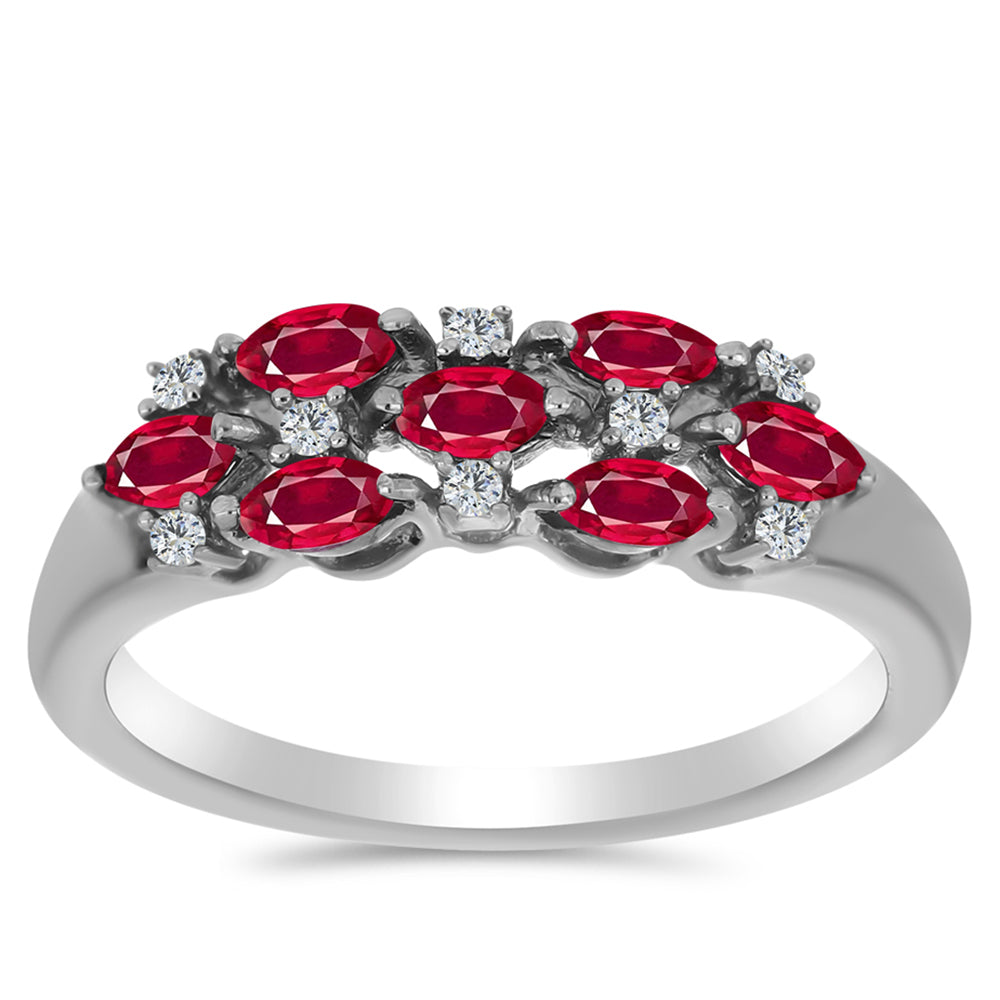 Anillo de Plata con Rubí de Madagascar y Topacio Blanco 3 