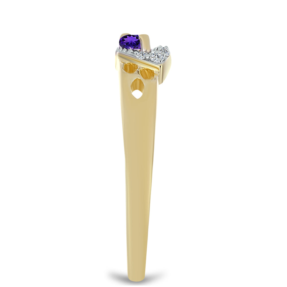 Anillo de Plata Bañada en Oro con Amatista de Marruecos y Topacio Blanco
