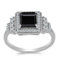 Anillo de Plata con Obsidiana y Topacio Blanco