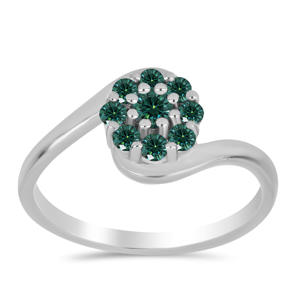 Anillo de Plata con Moissanita azul mar verdosa 3 