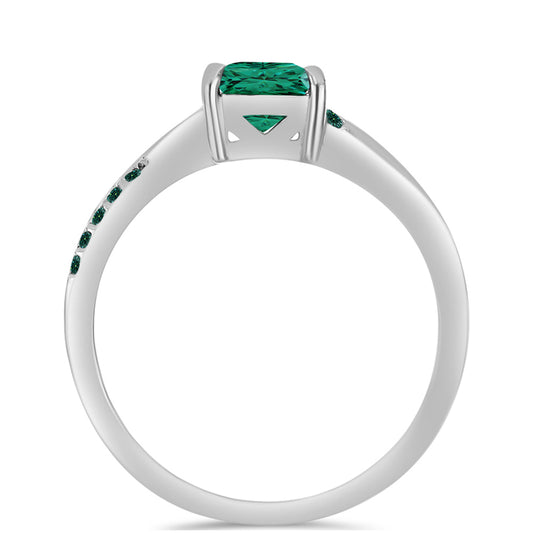 Anillo de Plata con Moissanita azul mar verdosa