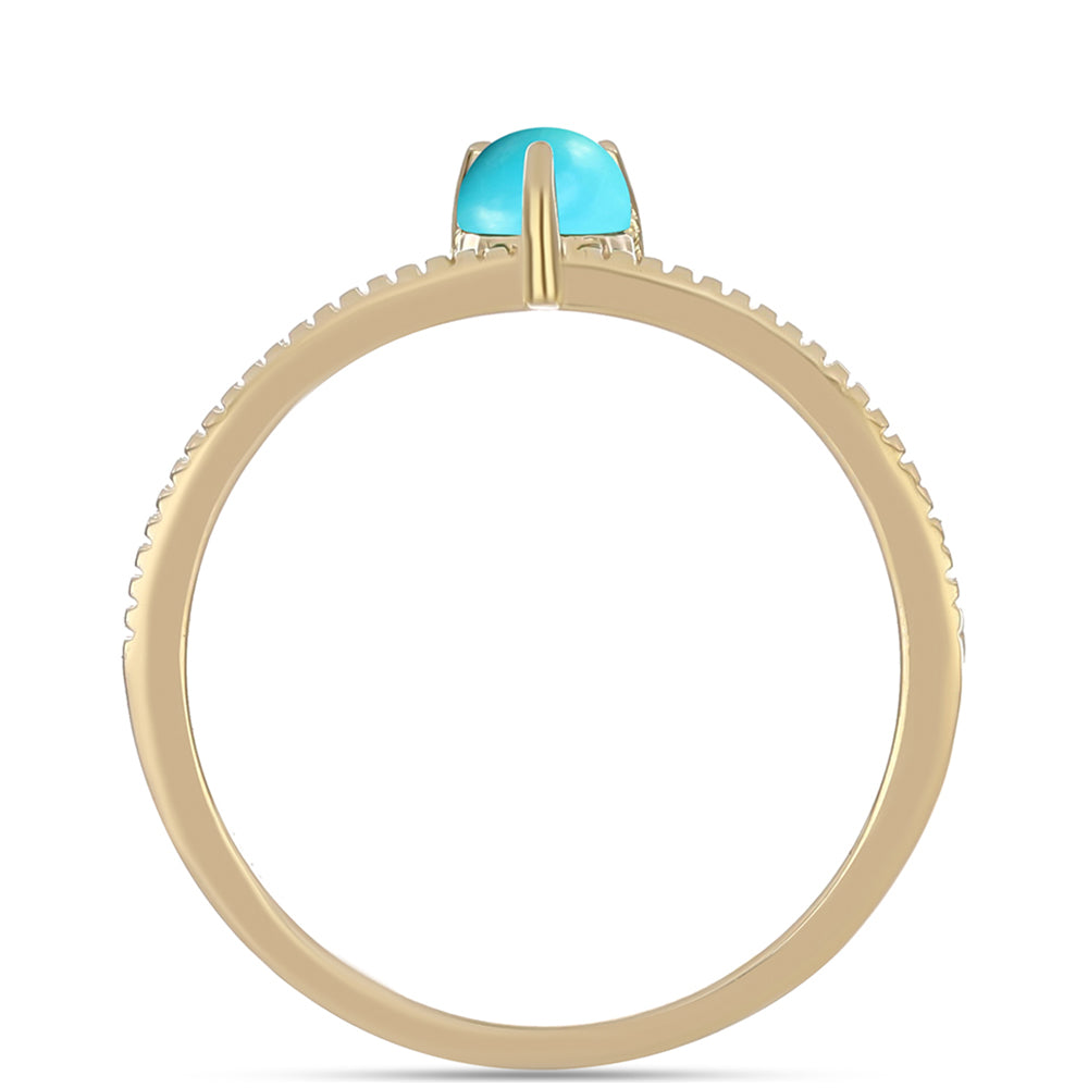 Anillo de Plata Bañada en Oro con Turquesa Bella Durmiente