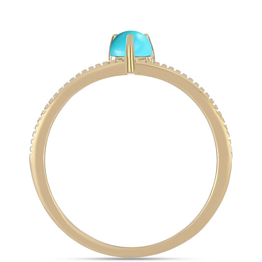 Anillo de Plata Bañada en Oro con Turquesa Bella Durmiente