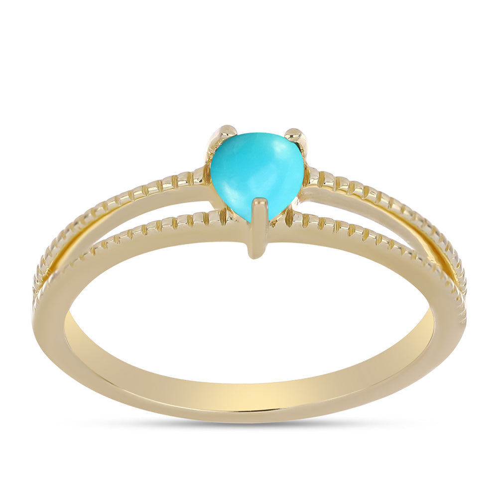 Anillo de Plata Bañada en Oro con Turquesa Bella Durmiente