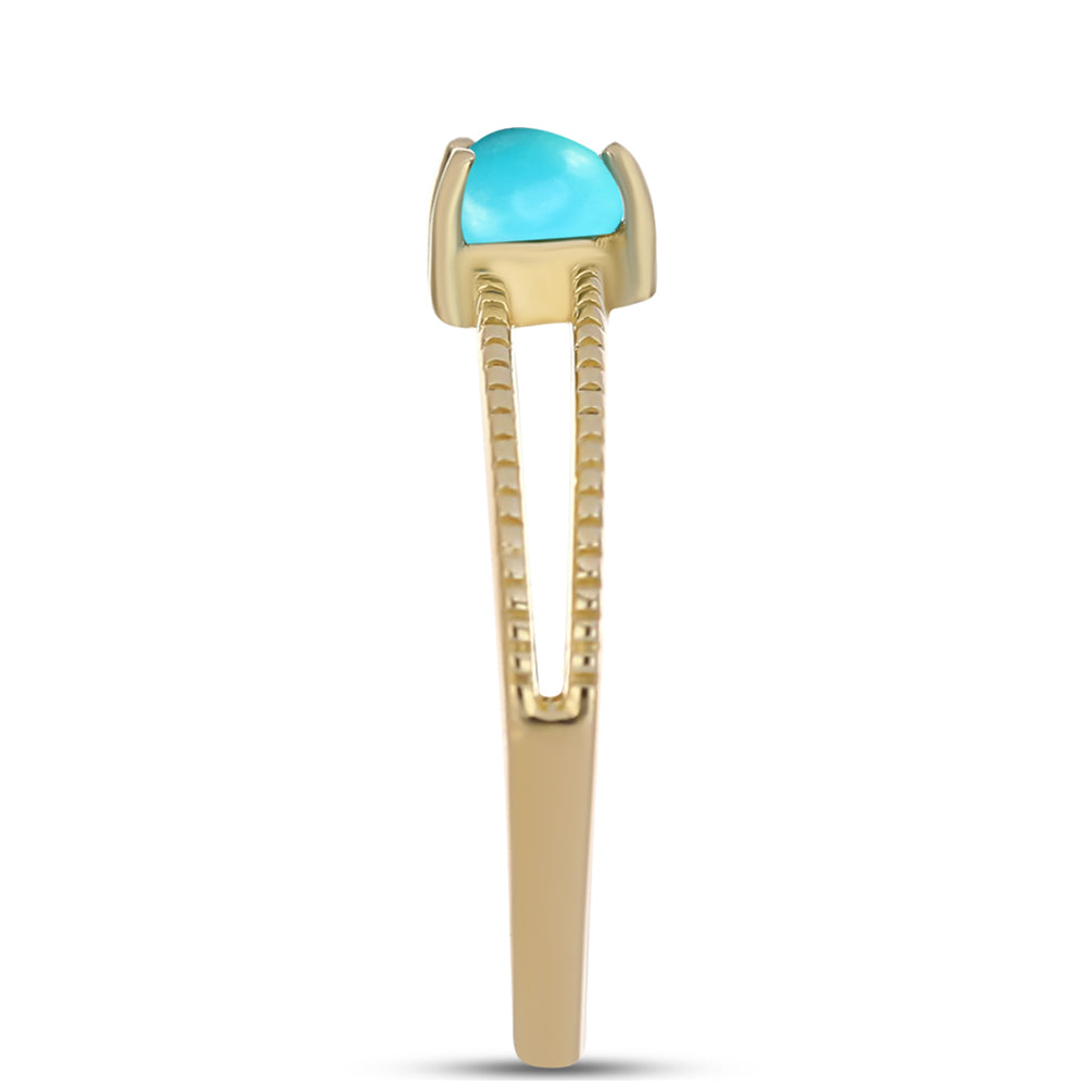 Anillo de Plata Bañada en Oro con Turquesa Bella Durmiente 4 