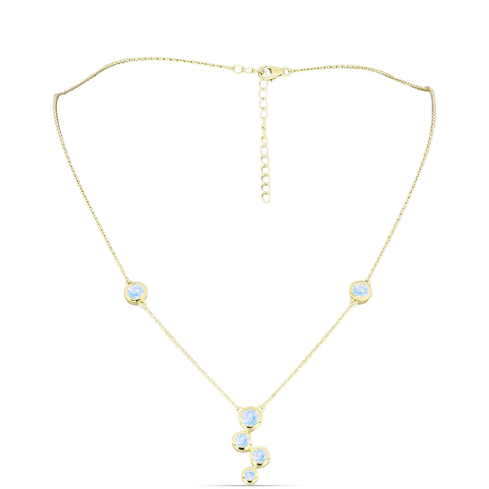 Collar de Plata Bañada en Oro con Piedra Lunar Arco Iris 1 