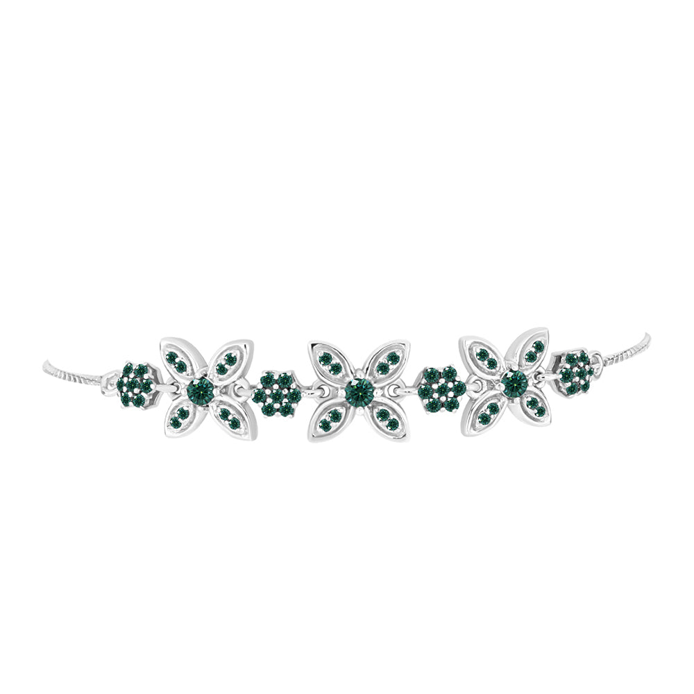 Pulsera de Plata con Moissanita azul mar verdosa 2 