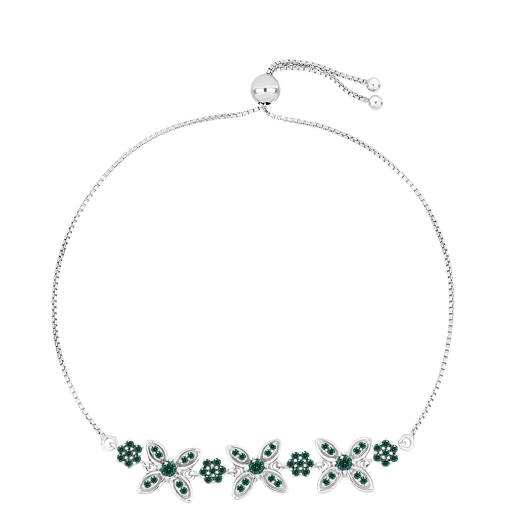 Pulsera de Plata con Moissanita azul mar verdosa 1 