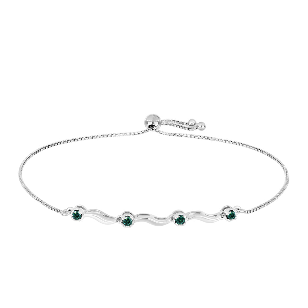 Pulsera de Plata con Moissanita azul mar verdosa 1 