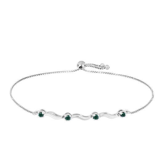 Pulsera de Plata con Moissanita azul mar verdosa