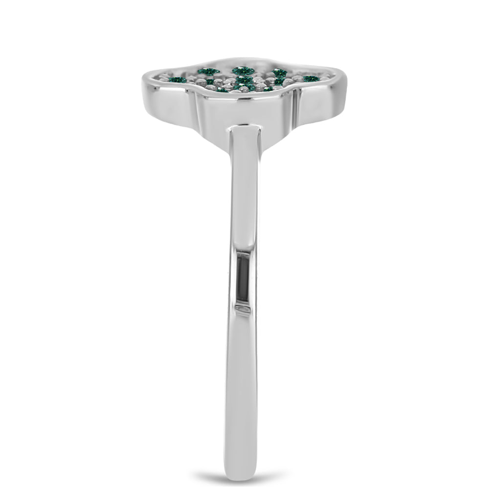 Anillo de Plata con Moissanita azul mar verdosa 4 