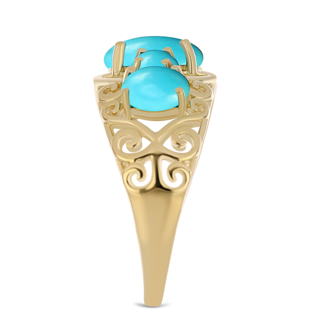 Anillo de Plata Bañada en Oro con Turquesa Bella Durmiente 4 