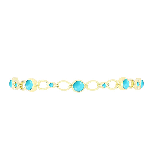 Pulsera de Plata Bañada en Oro con Turquesa Bella Durmiente