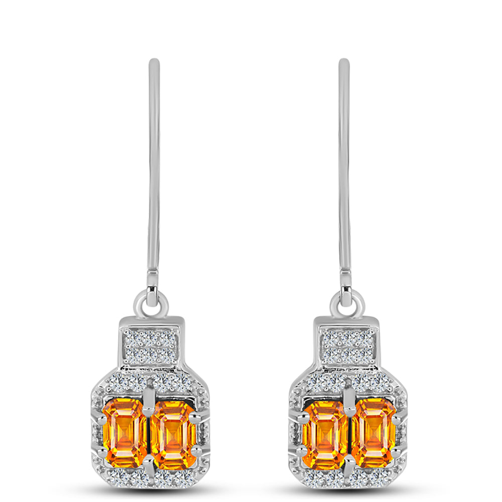 Pendientes de Plata con Zafiro Padparadscha y Topacio Blanco 1 