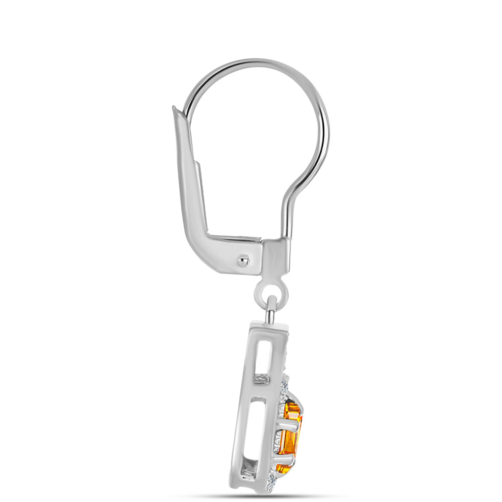 Pendientes de Plata con Zafiro Padparadscha y Topacio Blanco 2 