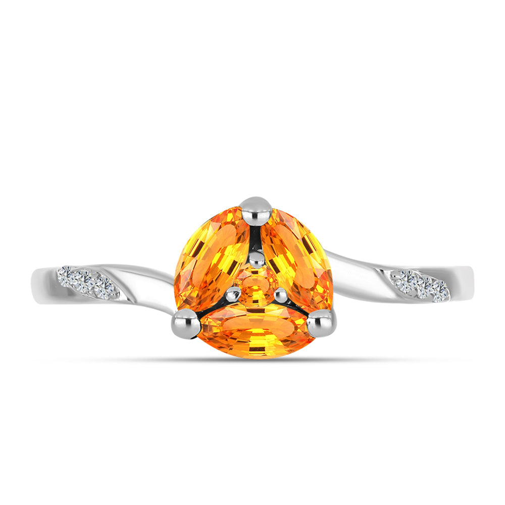 Anillo de Plata con Zafiro Padparadscha y Topacio Blanco