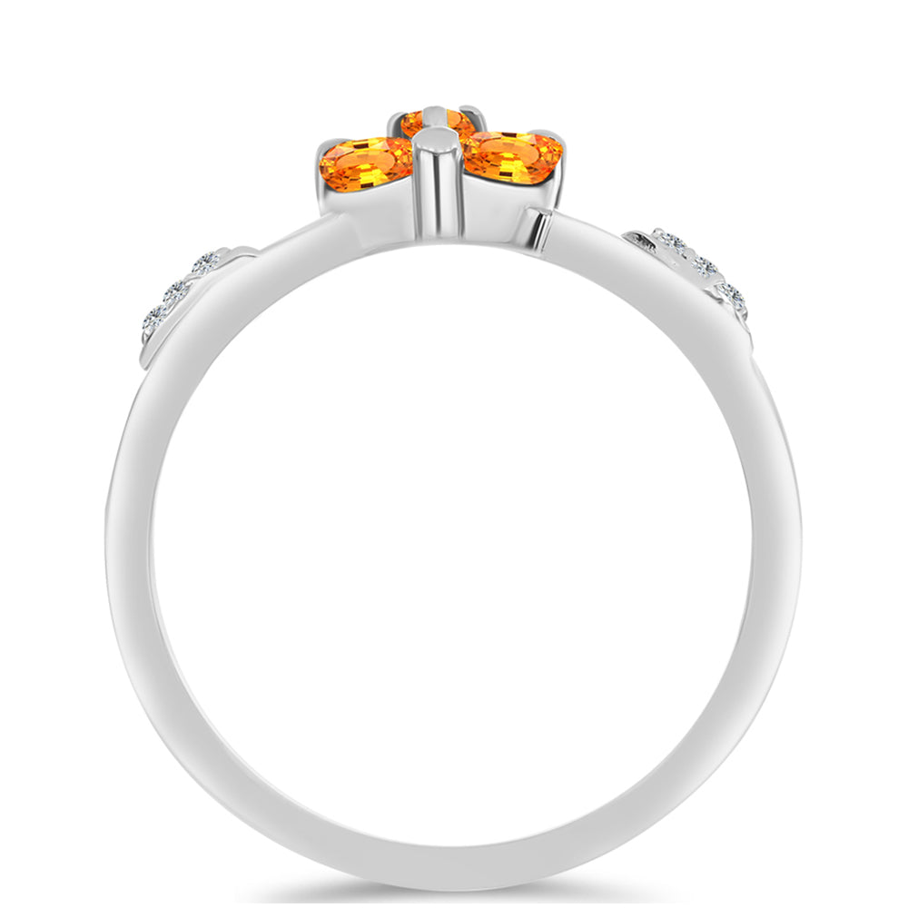 Anillo de Plata con Zafiro Padparadscha y Topacio Blanco