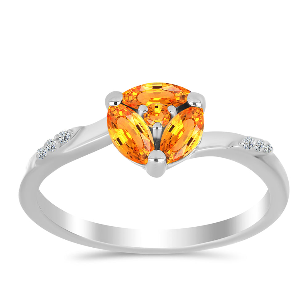 Anillo de Plata con Zafiro Padparadscha y Topacio Blanco