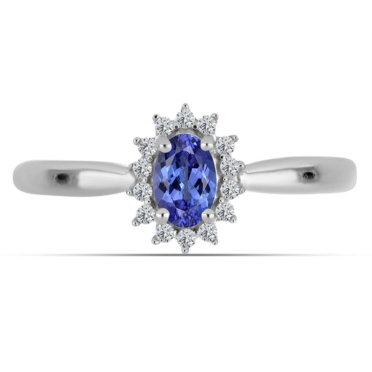 Anillo de Plata con Tanzanita AA y Topacio Blanco