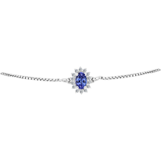 Pulsera de Plata con Tanzanita AA y Topacio Blanco