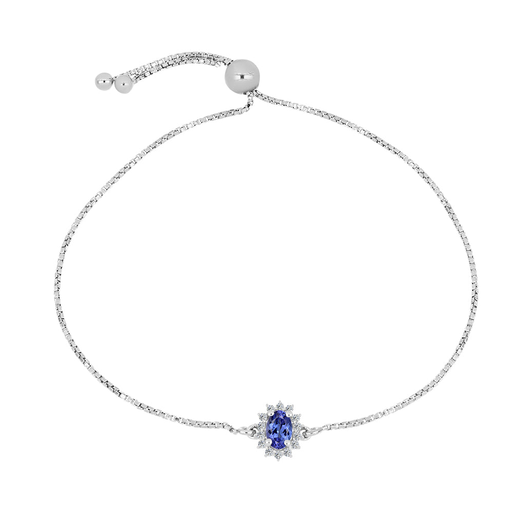 Pulsera de Plata con Tanzanita AA y Topacio Blanco 1 