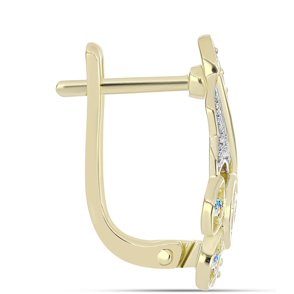 Pendientes de Plata Bañada en Oro con Moisanita hielo y Topacio Blanco 2 