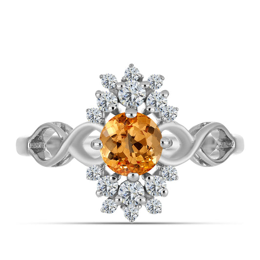 Anillo de Plata con Topacio amarillo imperial y Topacio Blanco