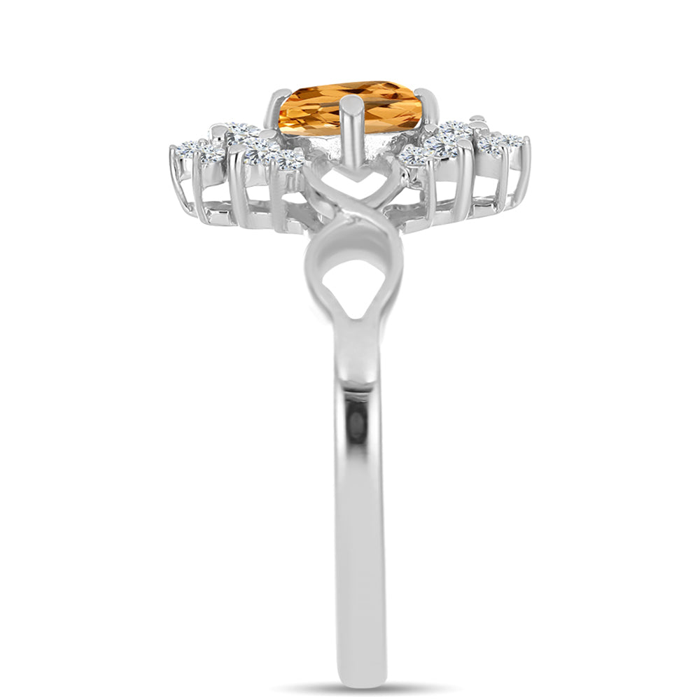 Anillo de Plata con Topacio amarillo imperial y Topacio Blanco 4 