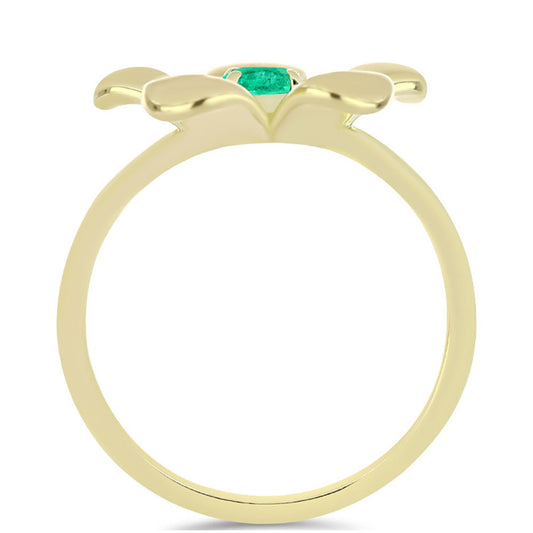 Anillo de Plata Bañada en Oro con Esmeralda de Colombia