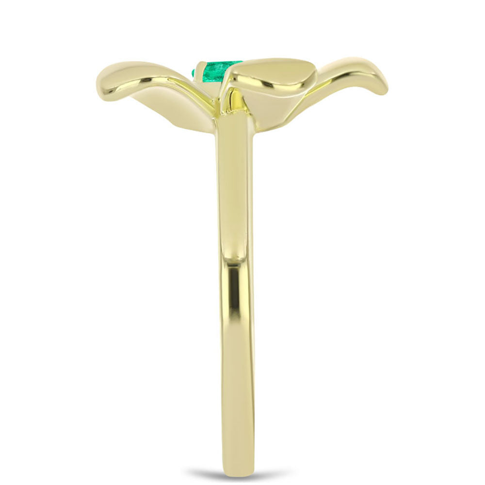 Anillo de Plata Bañada en Oro con Esmeralda de Colombia