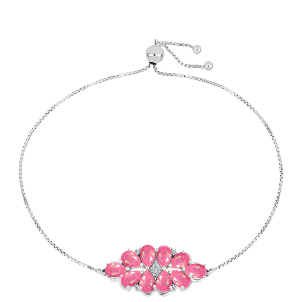 Pulsera de Plata con Ópalo Rosa de Lega Dembi y Topacio Blanco