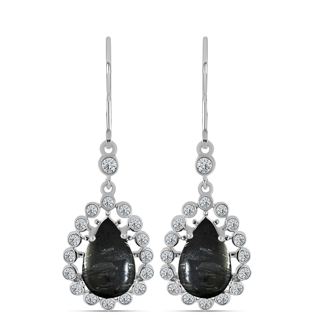 Pendientes de Plata con Jaspe Picasso y Topacio Blanco