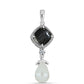 Colgante de Plata con Jaspe Picasso y Perla blanca de agua dulce