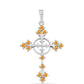 Cruz Colgante de Plata con Topacio amarillo imperial y Topacio Blanco
