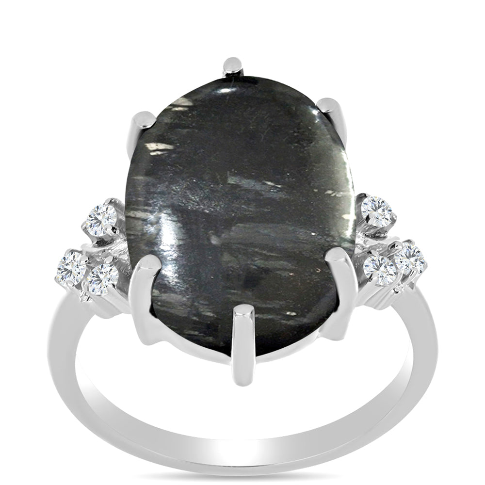 Anillo de Plata con Jaspe Picasso y Topacio Blanco
