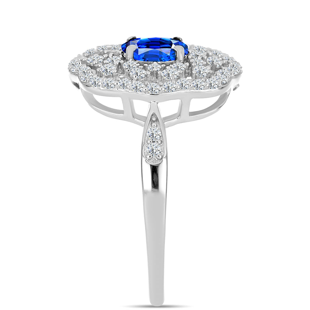 Anillo de Plata con Zafiro Azul Australiano y Topacio Blanco 4 