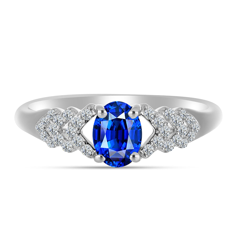 Anillo de Plata con Zafiro Azul Australiano y Topacio Blanco