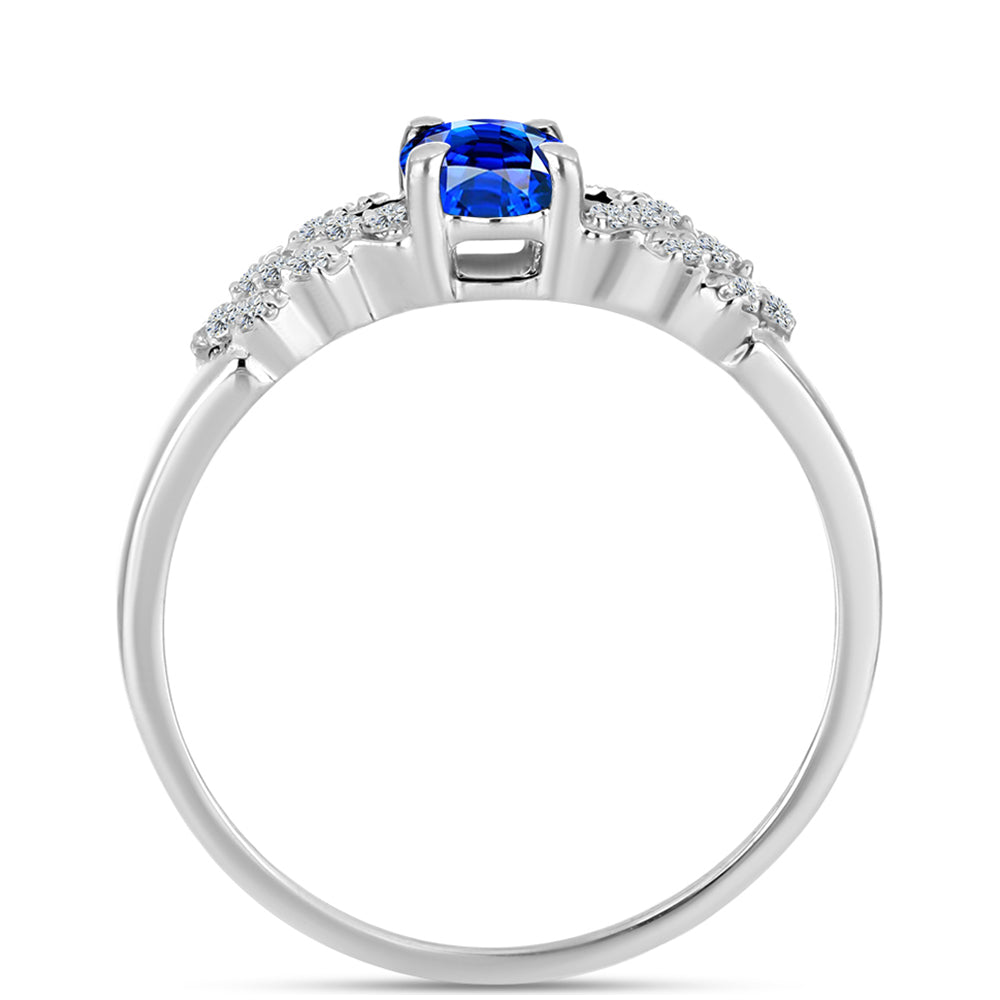 Anillo de Plata con Zafiro Azul Australiano y Topacio Blanco 2 