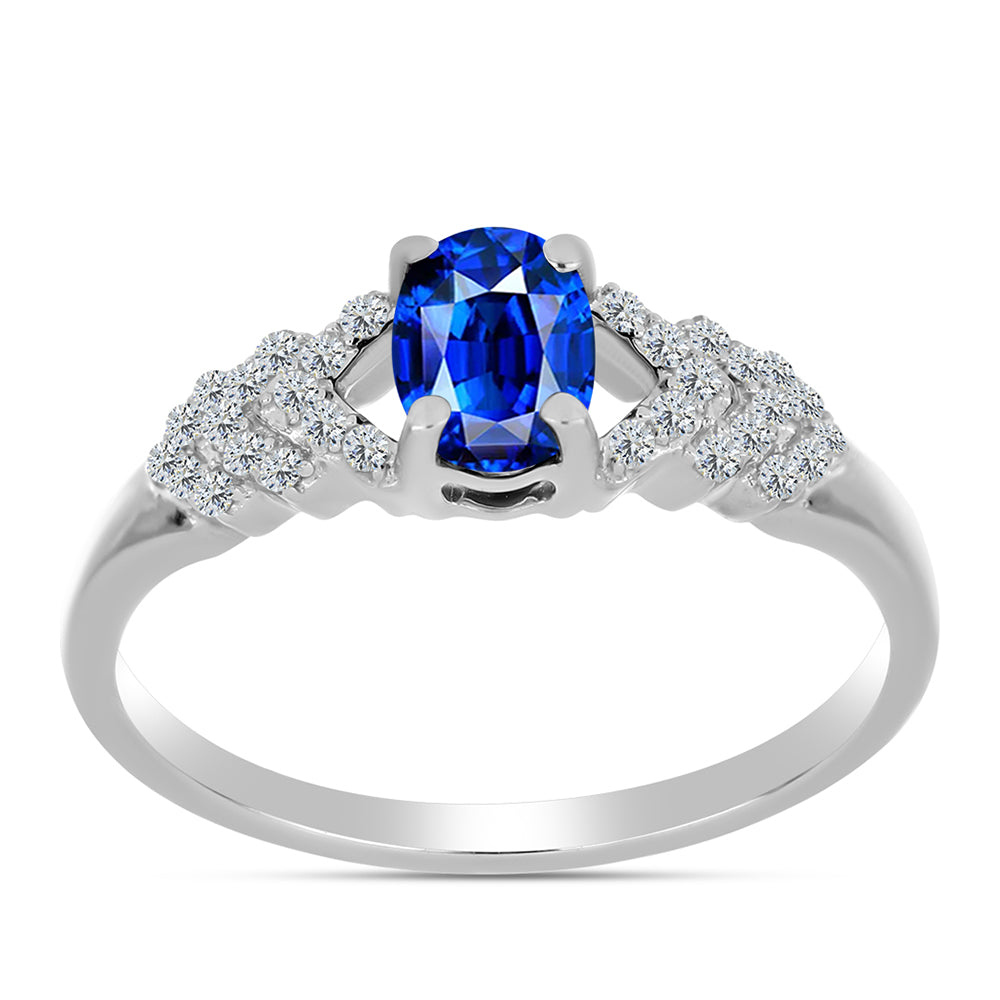 Anillo de Plata con Zafiro Azul Australiano y Topacio Blanco