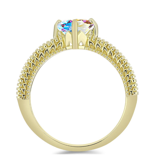 Anillo de Plata Bañada en Oro con Moisanita hielo