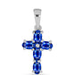 Cruz Conjunto de Plata con Zafiro Azul Australiano ( Pendientes +Anillo +Colgante )