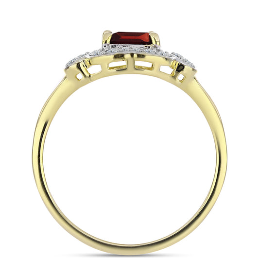 Anillo de Plata Bañada en Oro con Granate Barton y Topacio Blanco
