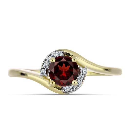 Anillo de Plata Bañada en Oro con Granate Barton y Topacio Blanco