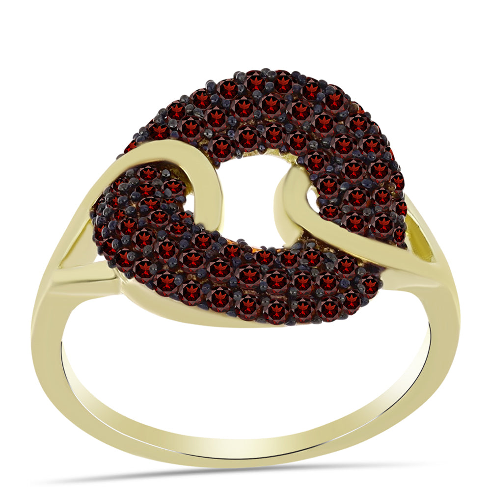 Anillo de Plata Bañada en Oro con Granate Barton 3 