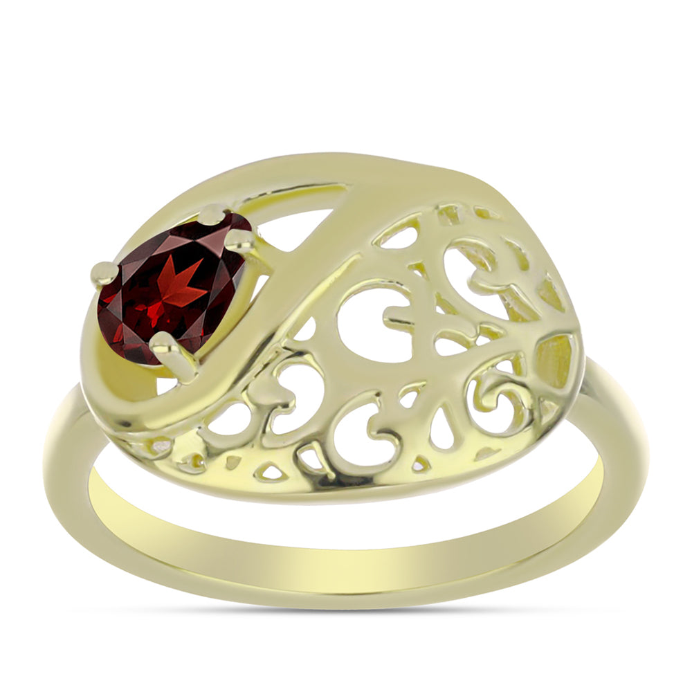 Anillo de Plata Bañada en Oro con Granate Barton 3 