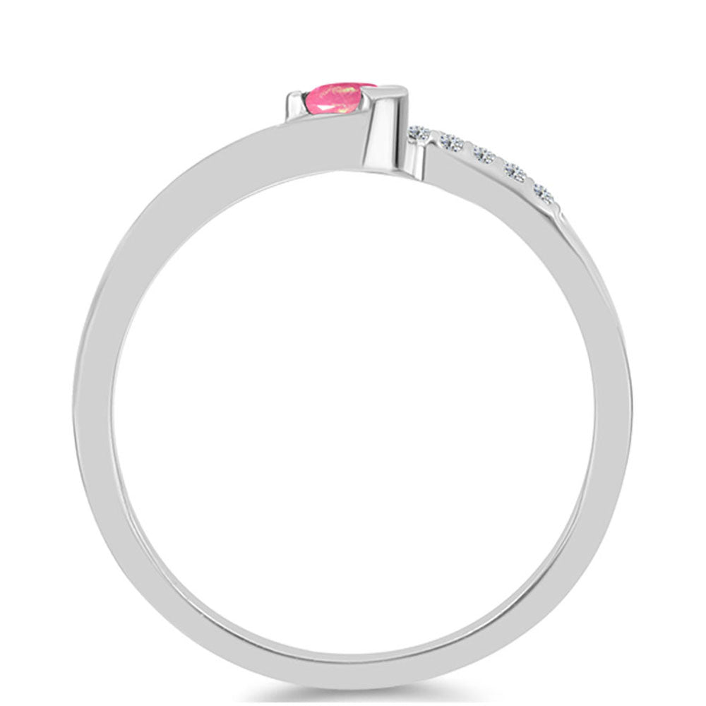 Anillo de Plata con Ópalo Rosa de Lega Dembi y Topacio Blanco