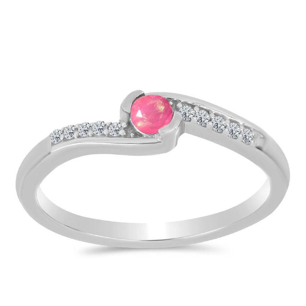 Anillo de Plata con Ópalo Rosa de Lega Dembi y Topacio Blanco 3 