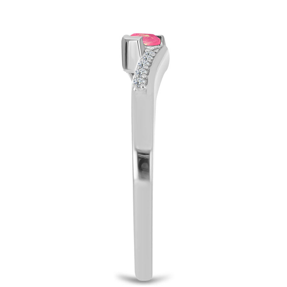 Anillo de Plata con Ópalo Rosa de Lega Dembi y Topacio Blanco